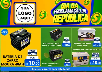 Modelo de Encarte para Encarte A4 Horizontal com o tema Dia Da Proclamação da República para Baterias Elétricas