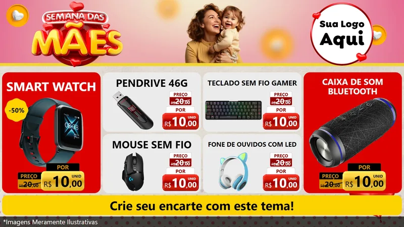 Modelo de TV para TV Horizontal com o tema Semana das Mães para Informática