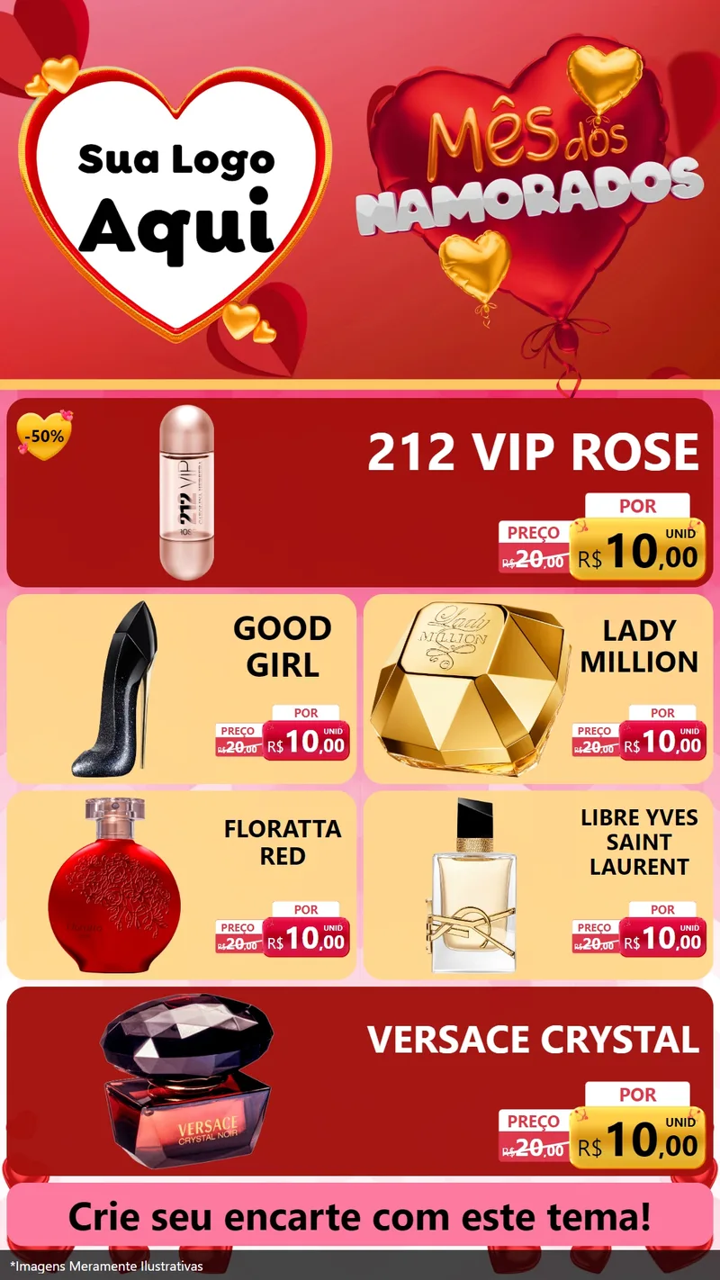 Modelo de TV para TV Vertical com o tema Mês dos Namorados para Perfumes