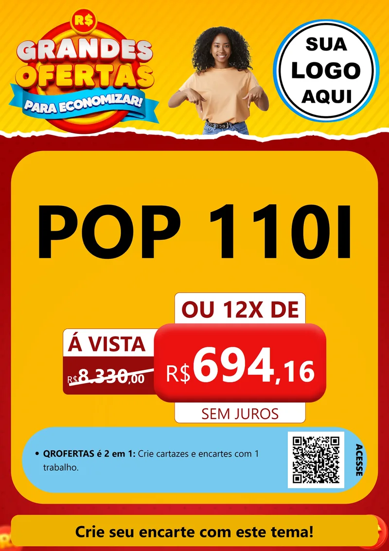Modelo de Cartaz para Cartaz A4 Vertical com o tema Grandes Ofertas Para Economizar! para Concessionaria de Motos