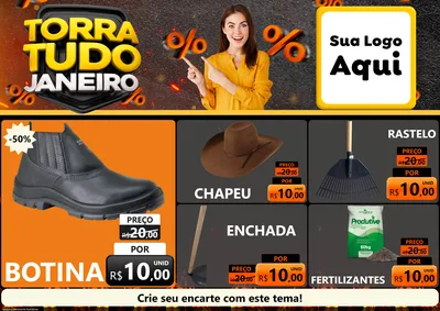 Modelo de Encarte para Encarte A4 Horizontal com o tema Torra Tudo Janeiro para Agropecuária