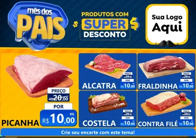Modelo de Encarte para Encarte A4 Horizontal com o tema Mês dos Pais para Açougue