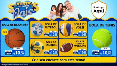 Modelo de TV para TV Horizontal com o tema Ofertas do Dia dos Pais para Artigos Esportivos