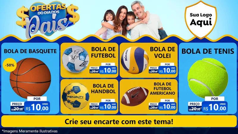 Modelo de TV para TV Horizontal com o tema Ofertas do Dia dos Pais para Artigos Esportivos