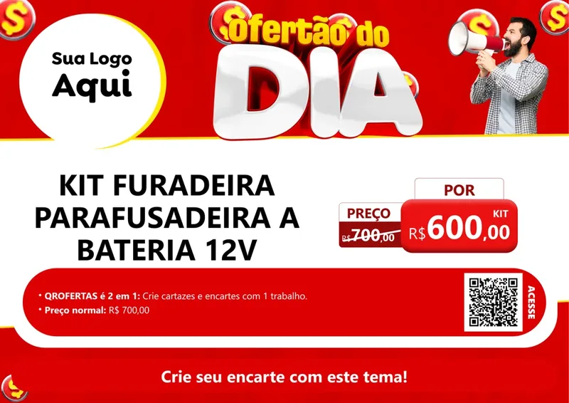 Modelo de Cartaz para Cartaz A4 Horizontal com o tema Ofertão do dia para Maquinas e Ferramentas