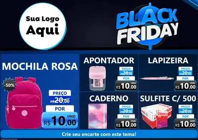 Modelo de Encarte para Encarte A4 Horizontal com o tema Black Friday para Papelaria