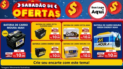 Modelo de TV para TV Horizontal com o tema Sabadão de Ofertas para Baterias Elétricas