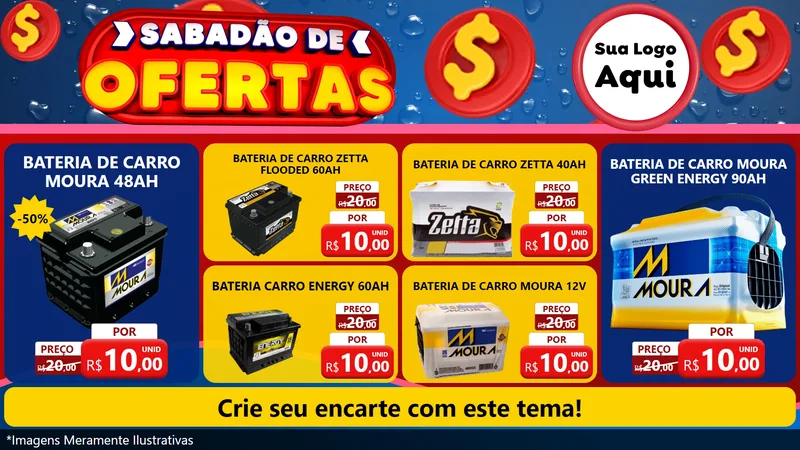Modelo de TV para TV Horizontal com o tema Sabadão de Ofertas para Baterias Elétricas