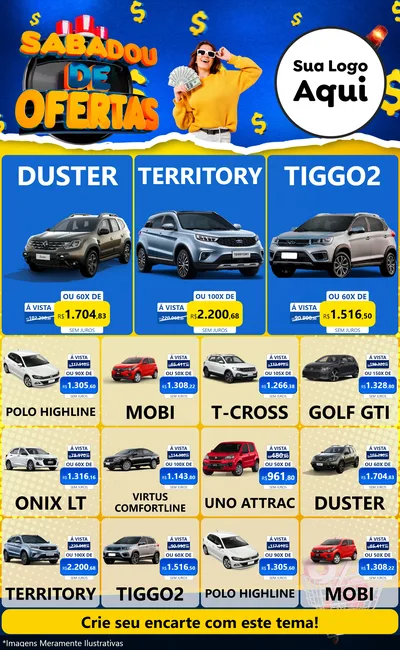 Modelo de Encarte para Encarte Grande com o tema Sabadou de Ofertas para Concessionaria de Carros
