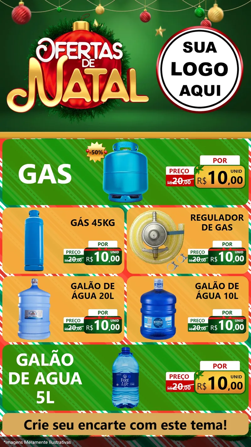 Modelo de TV para TV Vertical com o tema Ofertas de Natal para Água e gás