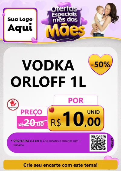 Modelo de Cartaz para Cartaz A4 Vertical com o tema Ofertas Especiais - Mês das Mães para Distribuidora de bebidas