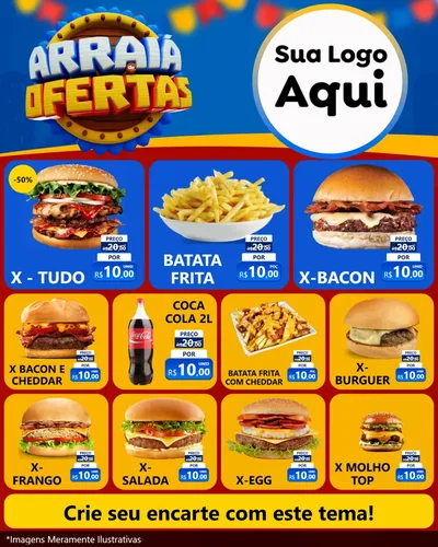 Modelo de Rede Social para Feed Instagram com o tema Arraiá de Ofertas - Junina para Hamburgueria