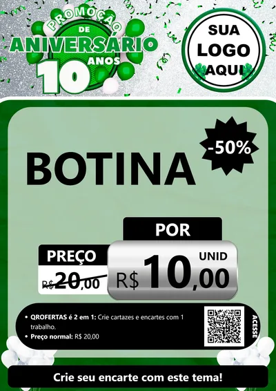 Modelo de Cartaz para Cartaz A4 Vertical com o tema Promoção de Aniversário - 10 Anos para Agropecuária