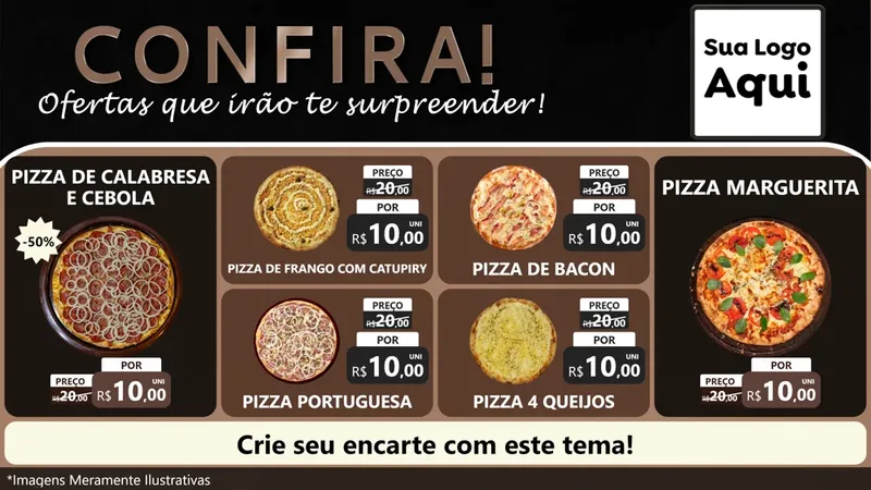 Modelo de TV para TV Horizontal com o tema Confira! Ofertas que irão te surpreender! para Pizzaria