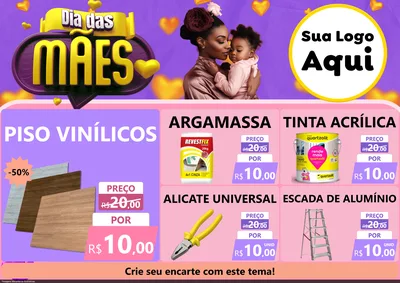 Modelo de Encarte para Encarte A4 Horizontal com o tema Dia das Mães para Material para Construção