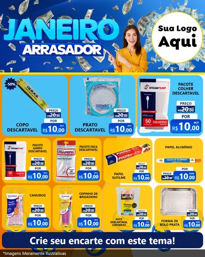 Modelo de Rede Social para Feed Instagram com o tema Janeiro Arrasador para Embalagens