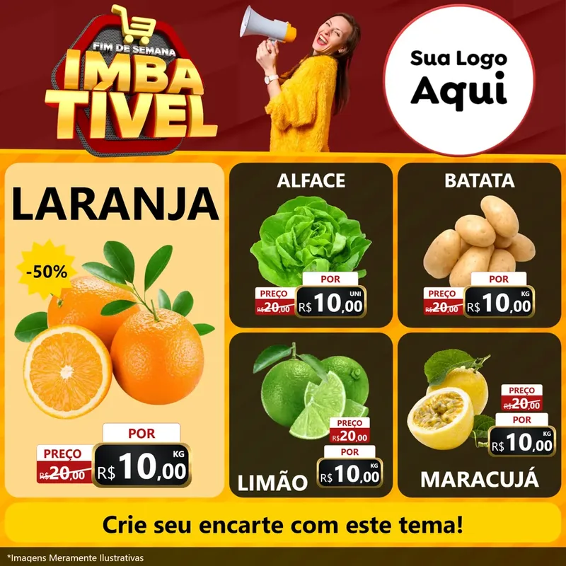 Modelo de Rede Social para Feed Facebook com o tema Fim de Semana Imbatível para Hortifrúti