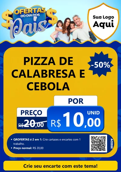 Modelo de Cartaz para Cartaz A4 Vertical com o tema Ofertas do Dia dos Pais para Pizzaria