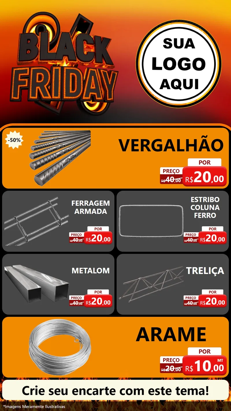 Modelo de TV para TV Vertical com o tema Black Friday para Ferragens