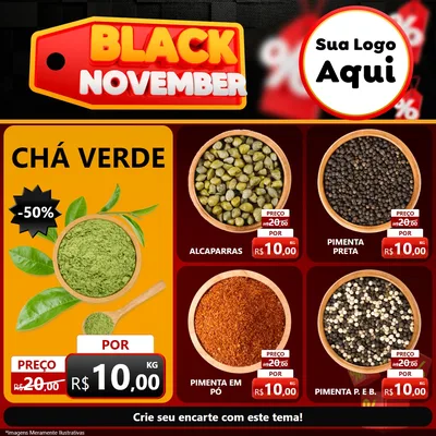Modelo de Rede Social para Feed Facebook com o tema Black November para Produtos Naturais