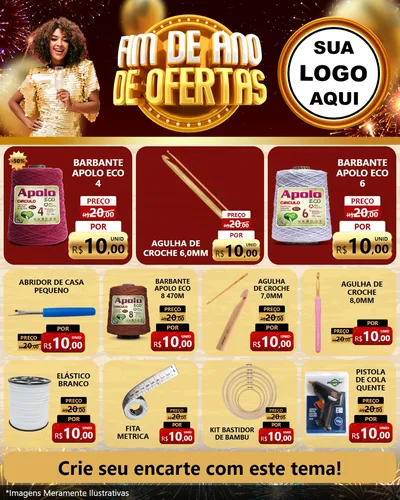 Modelo de Rede Social para Feed Instagram com o tema Fim de Ano de Ofertas para Armarinho e Aviamentos