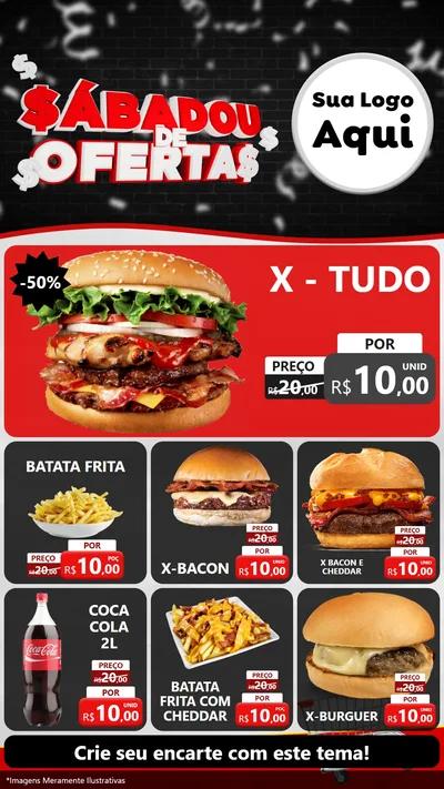 Modelo de Rede Social para Stories com o tema Sabadou de Ofertas para Hamburgueria