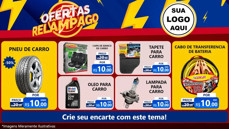 Modelo de TV para TV Horizontal com o tema Ofertas Relâmpago para Auto peças