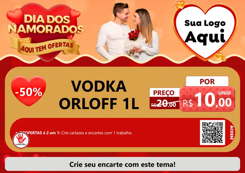Modelo de Cartaz para Cartaz A4 Horizontal com o tema Dia dos Namorados - Aqui Tem Ofertas para Distribuidora de bebidas