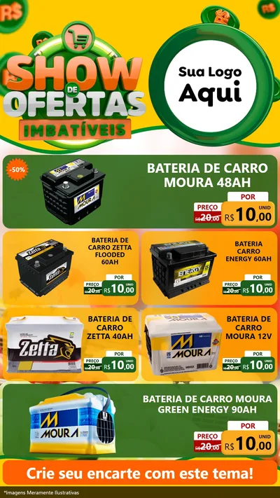 Modelo de TV para TV Vertical com o tema Show de Ofertas Imbatíveis para Baterias Elétricas