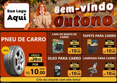 Modelo de Encarte para Encarte A4 Horizontal com o tema Bem-vindo Outono para Auto peças