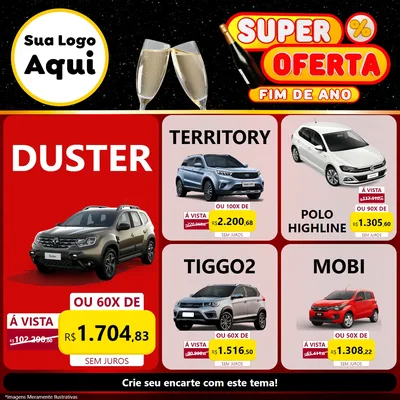Modelo de Rede Social para Feed Facebook com o tema Super Oferta Fim de Ano para Concessionaria de Carros