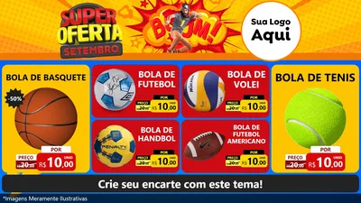 Modelo de TV para TV Horizontal com o tema Super Oferta Setembro para Artigos Esportivos
