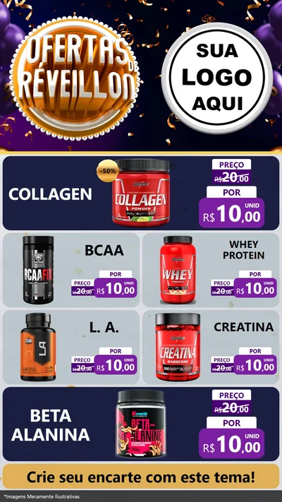 Modelo de TV para TV Vertical com o tema Ofertas de Réveillon para Suplementos alimentares