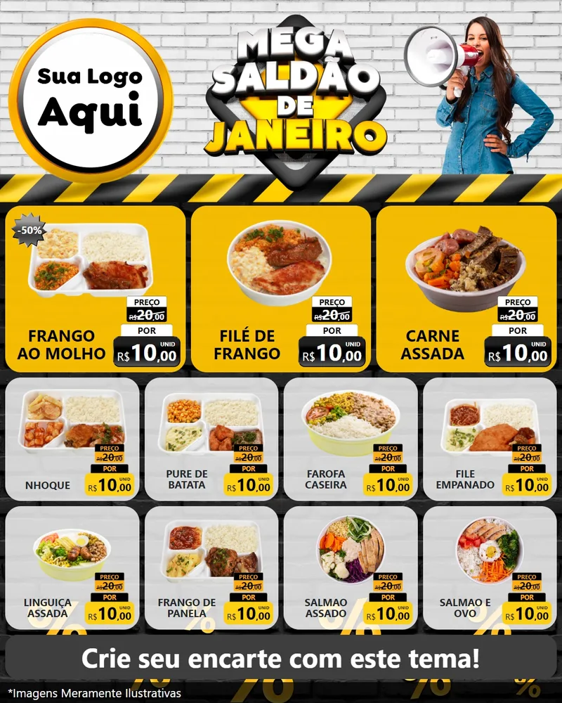 Modelo de Rede Social para Feed Instagram com o tema Mega Saldão de Janeiro para Restaurante