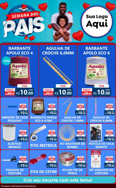 Modelo de Encarte para Encarte Grande com o tema Semana Dos Pais para Armarinho e Aviamentos