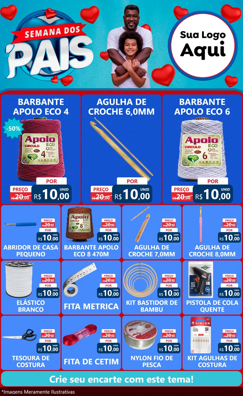 Modelo de Encarte para Encarte Grande com o tema Semana Dos Pais para Armarinho e Aviamentos