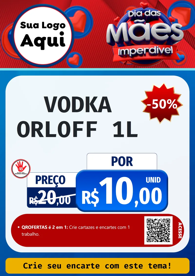 Modelo de Cartaz para Cartaz A4 Vertical com o tema Dia Das Mães Imperdível para Distribuidora de bebidas