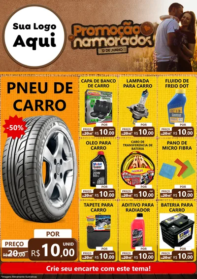 Modelo de Encarte para Encarte A4 Vertical com o tema Promoção Namorados para Auto peças