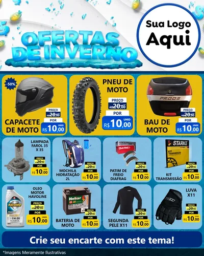 Modelo de Rede Social para Feed Instagram com o tema Ofertas de Inverno para Moto peças