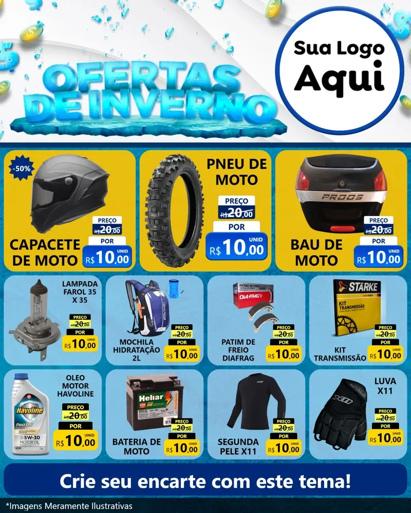 Modelo de Rede Social para Feed Instagram com o tema Ofertas de Inverno para Moto peças