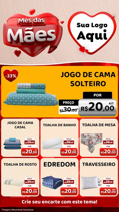 Modelo de Rede Social para Stories com o tema Mês das Mães para Cama, Mesa e Banho