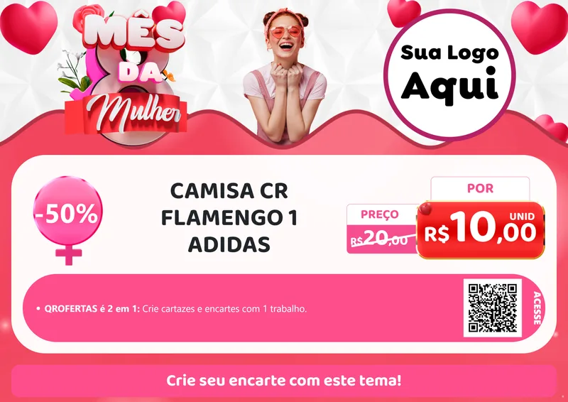 Modelo de Cartaz para Cartaz A4 Horizontal com o tema Mês da Mulher para Roupas e acessórios