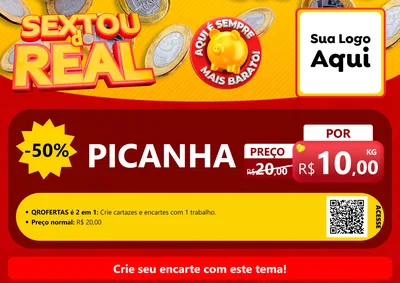 Modelo de Cartaz para Cartaz A4 Horizontal com o tema Sextou do Real para Açougue