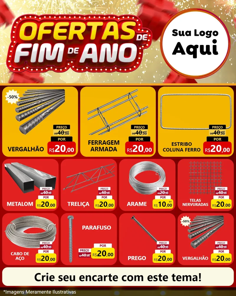 Modelo de Rede Social para Feed Instagram com o tema Ofertas de Fim de Ano para Ferragens
