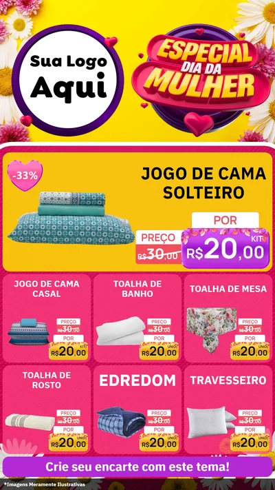 Modelo de Rede Social para Stories com o tema Especial Dia da Mulher para Cama, Mesa e Banho