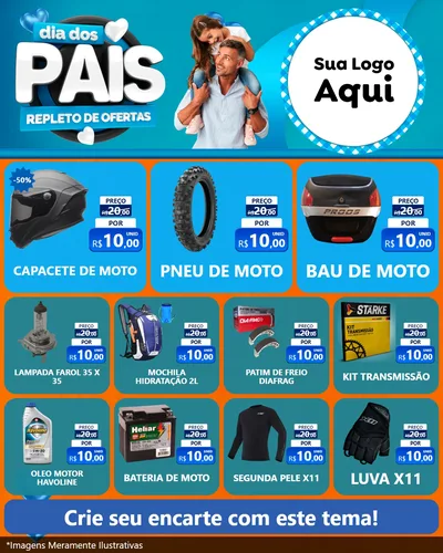 Modelo de Rede Social para Feed Instagram com o tema Dia Dos Pais Repleto de Ofertas para Moto peças