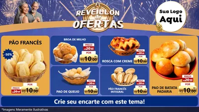 Modelo de TV para TV Horizontal com o tema Réveillon de Ofertas para Padaria