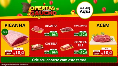 Modelo de TV para TV Horizontal com o tema Ofertas Semana Do Gaúcho para Açougue