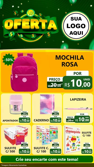 Modelo de Rede Social para Stories com o tema Oferta para Papelaria