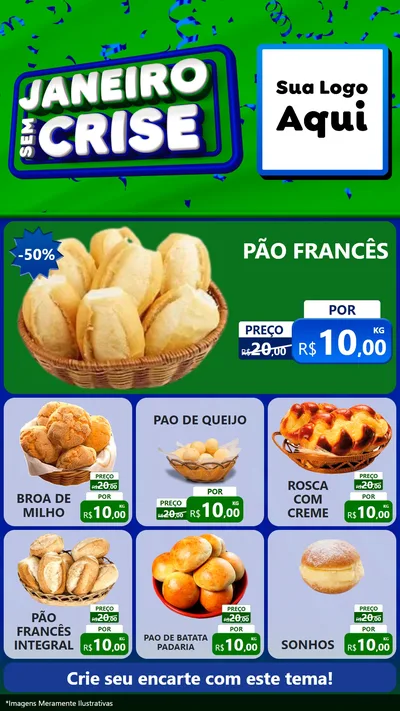 Modelo de Rede Social para Stories com o tema Janeiro Sem Crise para Padaria